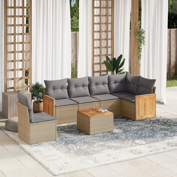 vidaXL Garden Sofa Set Beige, Light Grey