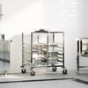 vidaXL Tray Trolley with 12 GN Containers 29.5x21.7x34.3" Stainless Steel