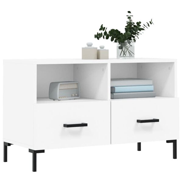vidaXL TV Cabinet White Engineered wood, iron Medium TV Cabinet