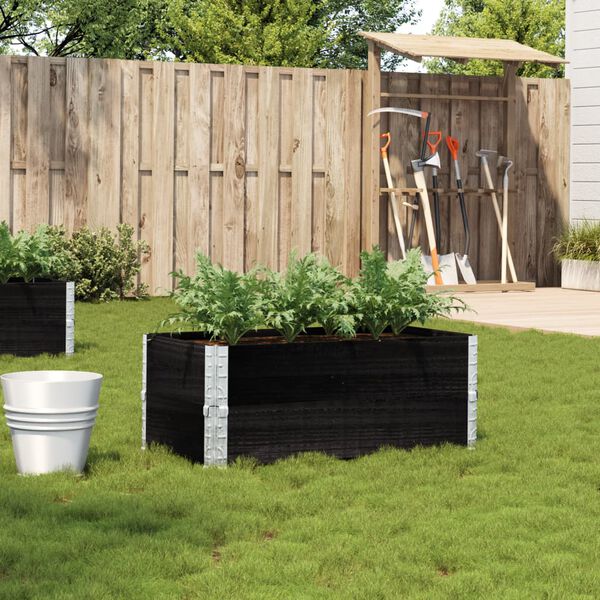 vidaXL Garden Planter Black Solid pine wood Medium Foldable