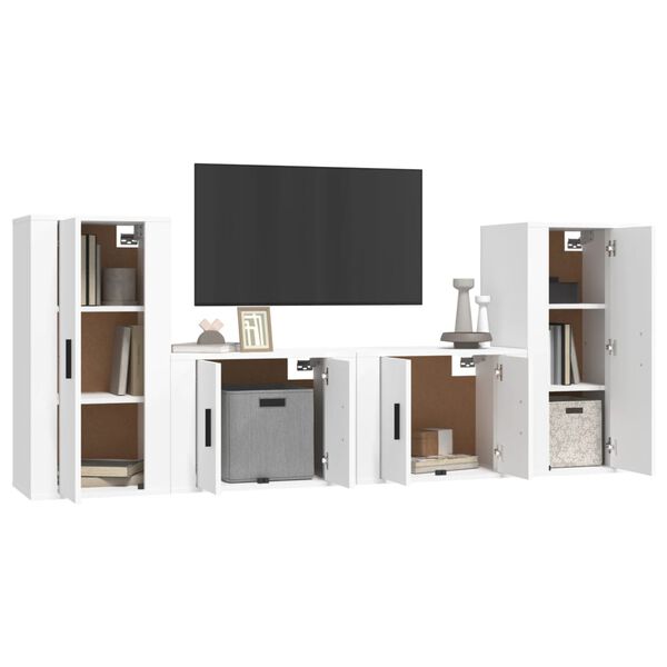vidaXL TV Cabinet Set Set of 4 White Engineered wood 4 Piece Set