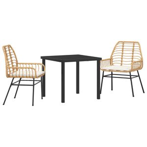 vidaXL Garden Dining Set 3 pcs Brown poly rattan