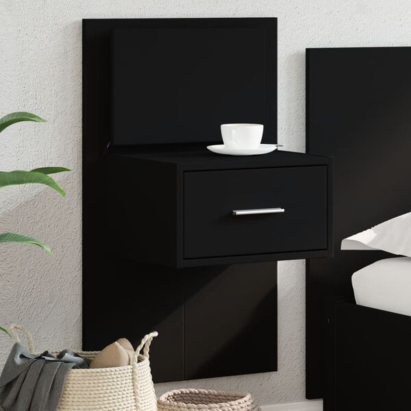 vidaXL Wall-mounted Bedside Cabinet Black Engineered wood