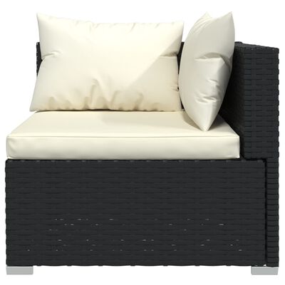 vidaXL 11 Piece Patio Lounge Set with Cushions Poly Rattan Black