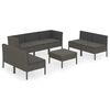 vidaXL Garden Lounge Set Grey PE rattan, powder-coated steel, polyester