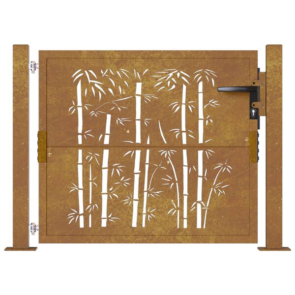 vidaXL Garden Gate 39.4x39.4" Corten Steel Bamboo Design