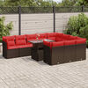 vidaXL 11 Piece Patio Sofa Set with Cushions Brown Poly Rattan Acacia