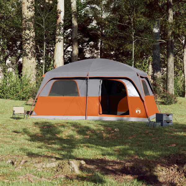 vidaXL Family Tent Cabin 8-Person Gray and Orange Waterproof