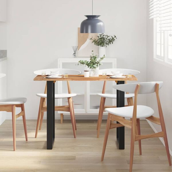 vidaXL Dining Table Acacia Wood Natural, Black