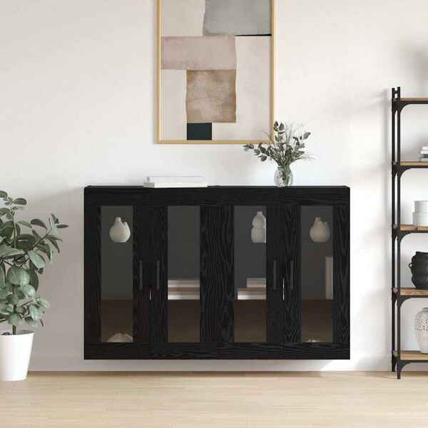 vidaXL Wall Mounted Cabinets 2 pcs Black oak 27.36 x 13.39 x 35.43 in