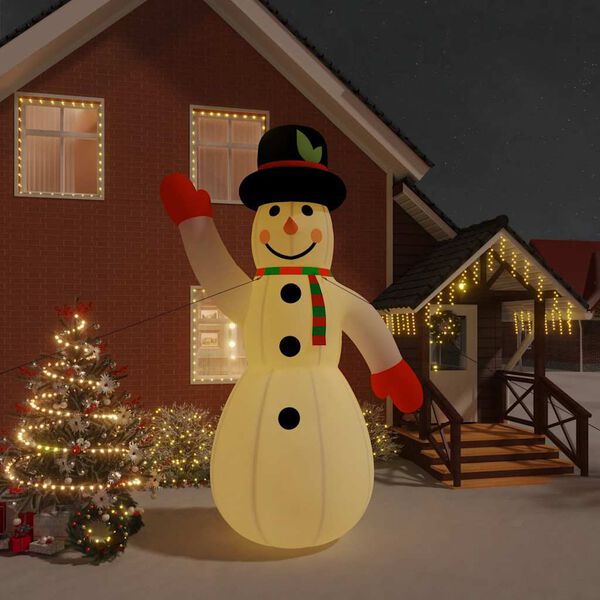 vidaXL Inflatable Snowman White, Red, Black, Green