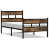 vidaXL Bed Frame Black, Smoked Oak Iron, Engineered Wood Single