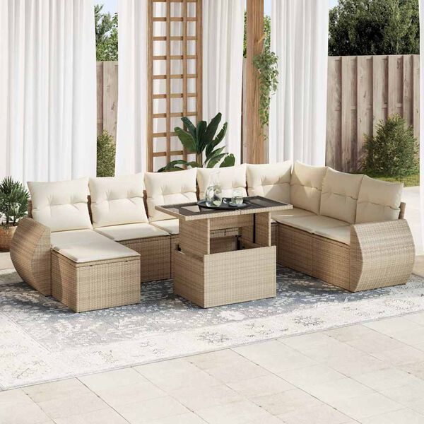vidaXL Garden Sofa Set Beige and Cream White