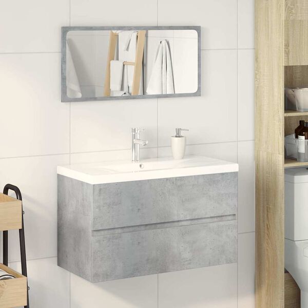 vidaXL Bathroom Furniture Set Concrete grey, white Engineered wood Roomy