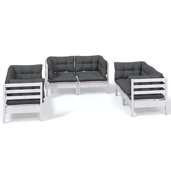 vidaXL Garden Lounge Set White, Anthracite