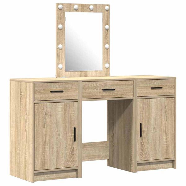 vidaXL Dressing Table Brown 19.69 x 16.14 x 53.15 in Engineered Wood