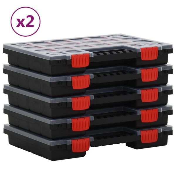vidaXL Assortment Boxes 10 pcs 13.6x9.8x2.0" Polypropylene