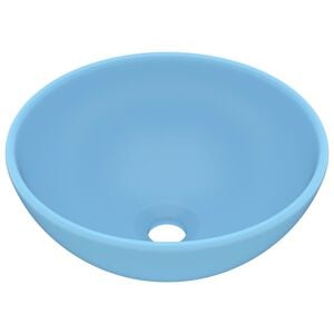 vidaXL Luxury Bathroom Basin Round Matt Light Blue 12.8x5.5" Ceramic
