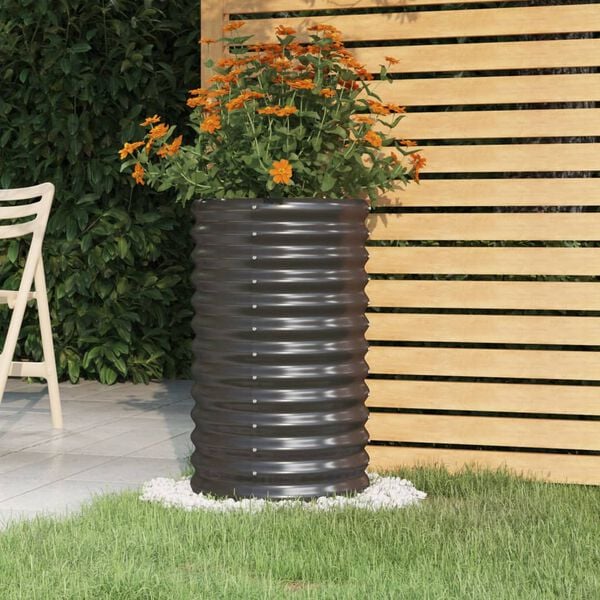 vidaXL Garden Planter Anthracite Powder-coated steel Medium Durable