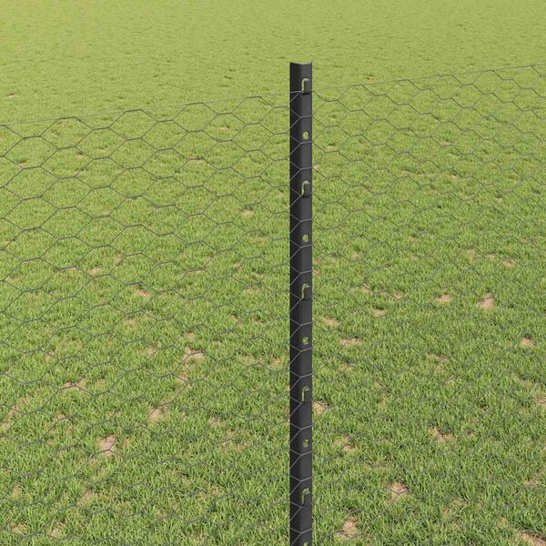 vidaXL Fence with Post Grey 4.92 x 82.02 ft Steel