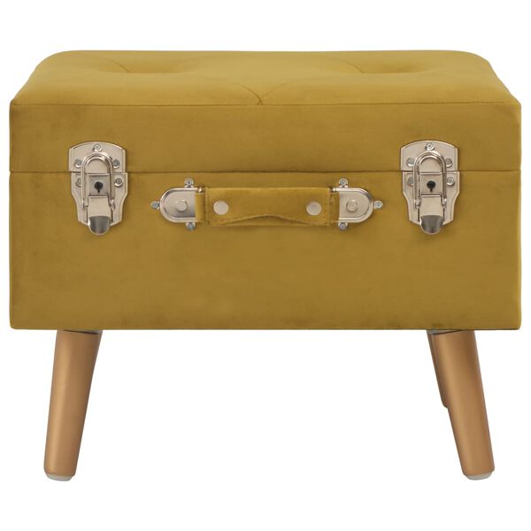 vidaXL Stool Mustard yellow and gold Velvet, solid pinewood Small
