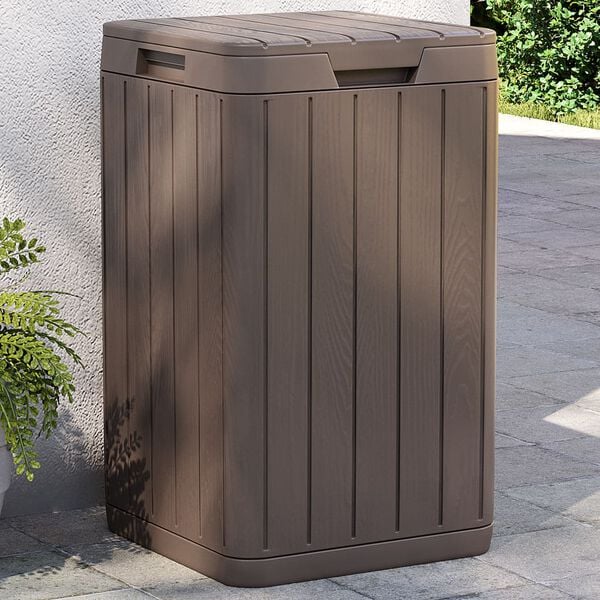 vidaXL Outdoor Garbage Bin Brown 15"x15"x25.6" PP