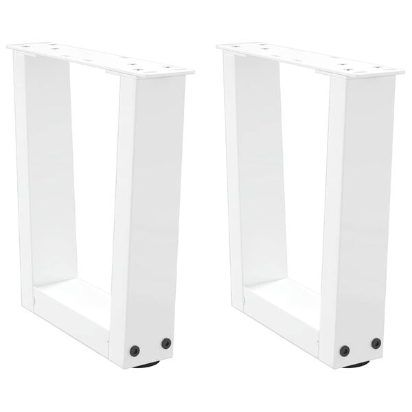 vidaXL Dining Table Leg White Powder-Coated Steel Medium Adjustable Feet