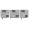 vidaXL Sideboard Set of 3 Concrete Grey Engineered Wood, Metal Medium