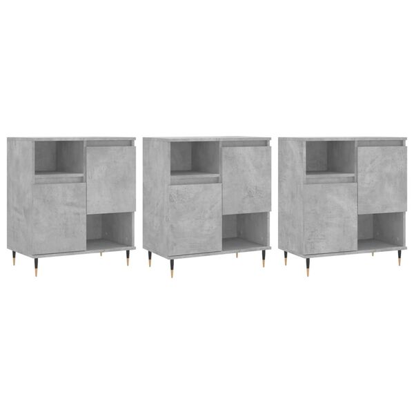 vidaXL Sideboard Set of 3 Concrete Grey Engineered Wood, Metal Medium