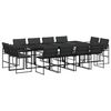 vidaXL Garden Dining Set Black Tempered Glass Large Foldable