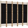 vidaXL Folding 5-Panel Room Divider 78.7" Bamboo and Canvas