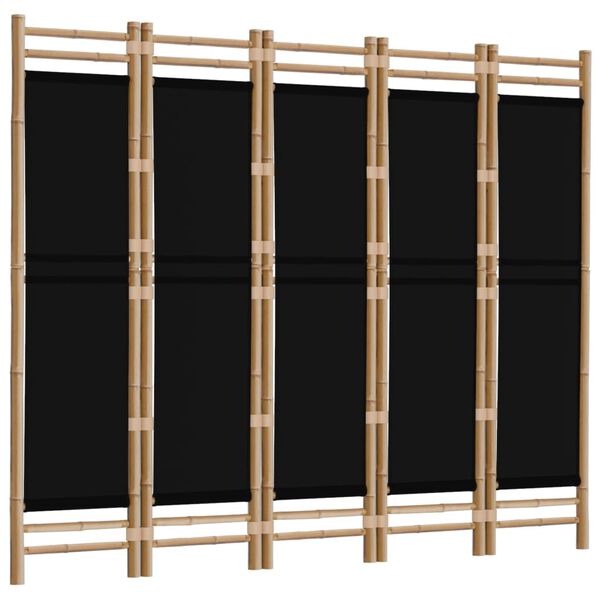 vidaXL Folding 5-Panel Room Divider 78.7" Bamboo and Canvas