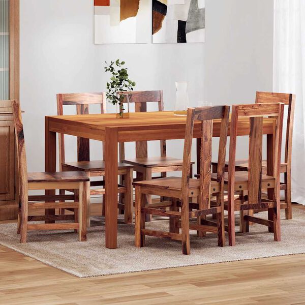 vidaXL Dining Chair Set of 6 Honey Matte Solid Acacia Wood Standard