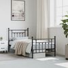 vidaXL Bed Frame Black Powder-Coated Steel Twin Metal Bed Frame