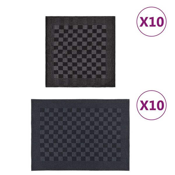 vidaXL Towel Set Set of 20 Black and Grey 100% Cotton Varied Towel Set