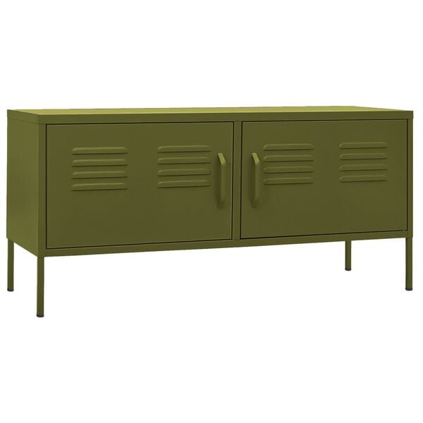vidaXL TV Cabinet Olive Green Steel 41.3 in x 13.8 in x 19.7 in