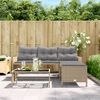 vidaXL Garden Sofa Mix beige PE Rattan, Powder-Coated Steel, Tempered Glass