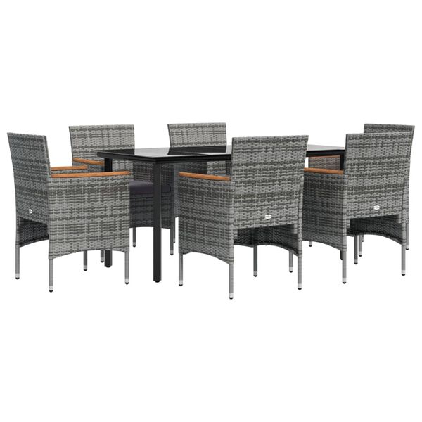 vidaXL Garden Dining Set Grey and Black