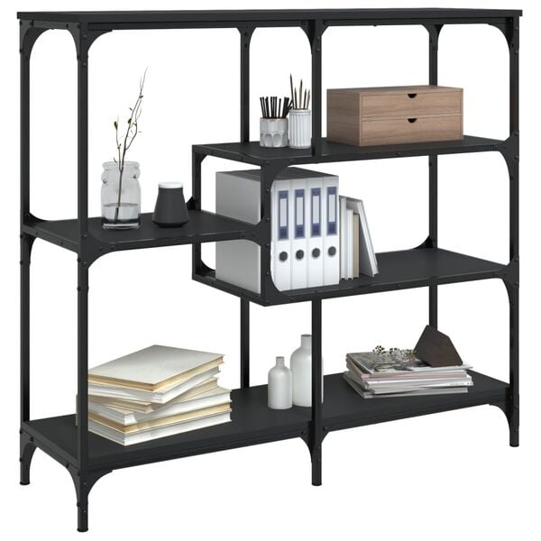 vidaXL Console Table Black Engineered wood, metal Medium Adjustable Feet