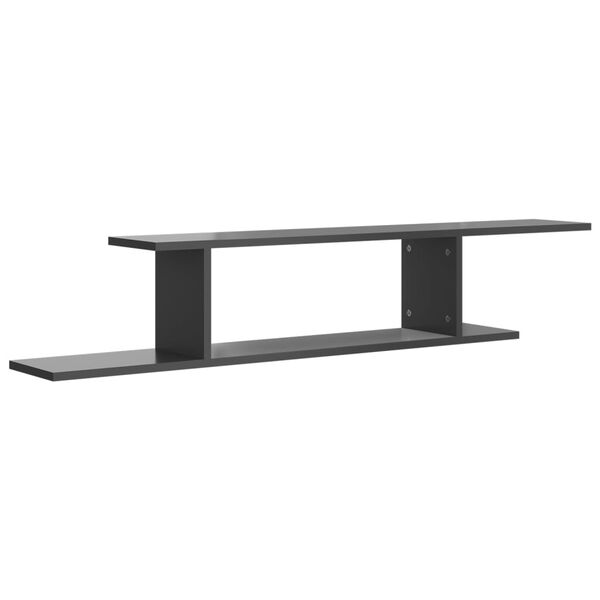 vidaXL Wall Shelf High gloss grey Engineered wood
