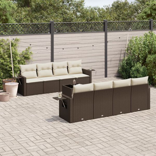 vidaXL Garden Sofa Set Brown, Cream White