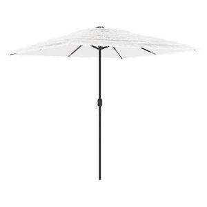 vidaXL Garden Parasol White 100% polyester, powder-coated steel, straw