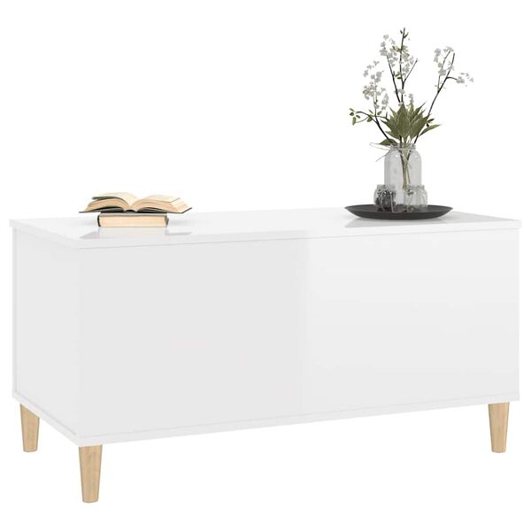vidaXL Coffee Table High gloss white Engineered wood, solid eucalyptus wood