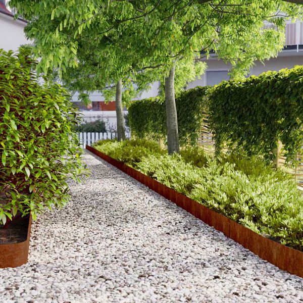 vidaXL Lawn Edgings 10 pcs 5.9"x40.6" Flexible Corten steel