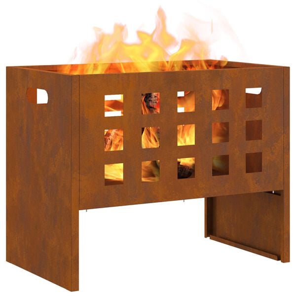 vidaXL Fire Pit Brown 19.69 x 11.81 x 15.75 in Steel