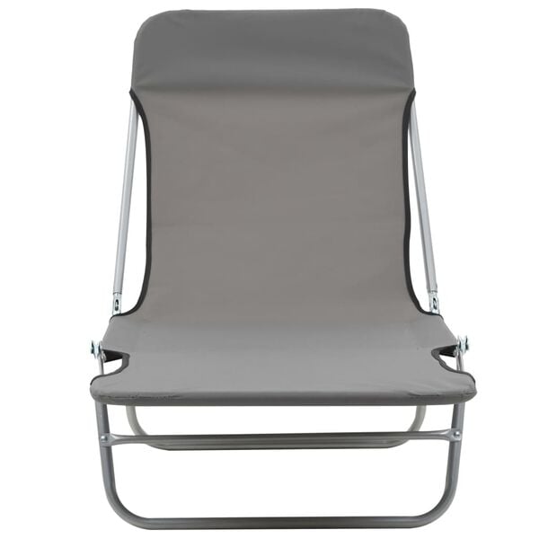vidaXL Sunlounger Set of 2 Grey Powder-coated steel