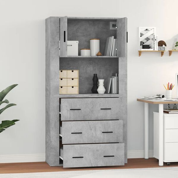 vidaXL Highboard Concrete Gray Engineered Wood