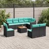 vidaXL 9 Piece Patio Sofa Set with Cushions Black Poly Rattan