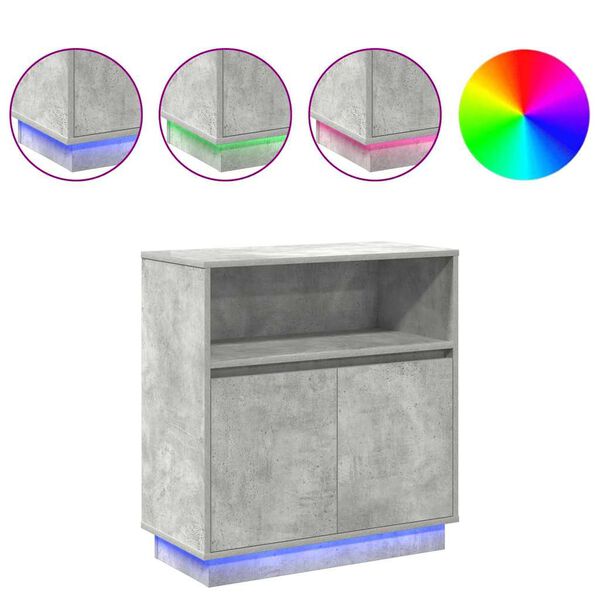 vidaXL LED Sideboard Concrete grey 27.95 x 13.58 x 29.53 in