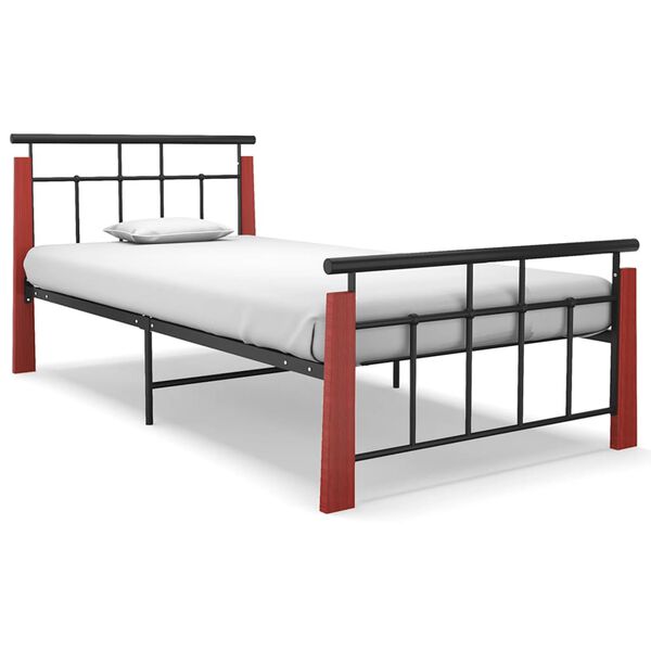 vidaXL Bed Frame Black Powder-coated metal Twin Bed Frame Rectangular